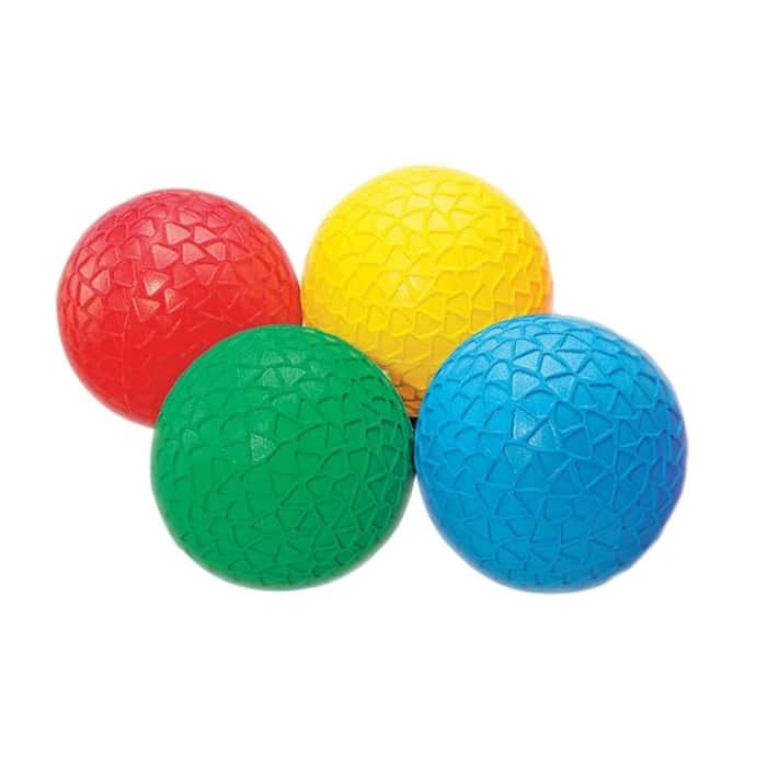 mingi colorate senzoriale cu texturi tickit set de 4 mingi multicolor